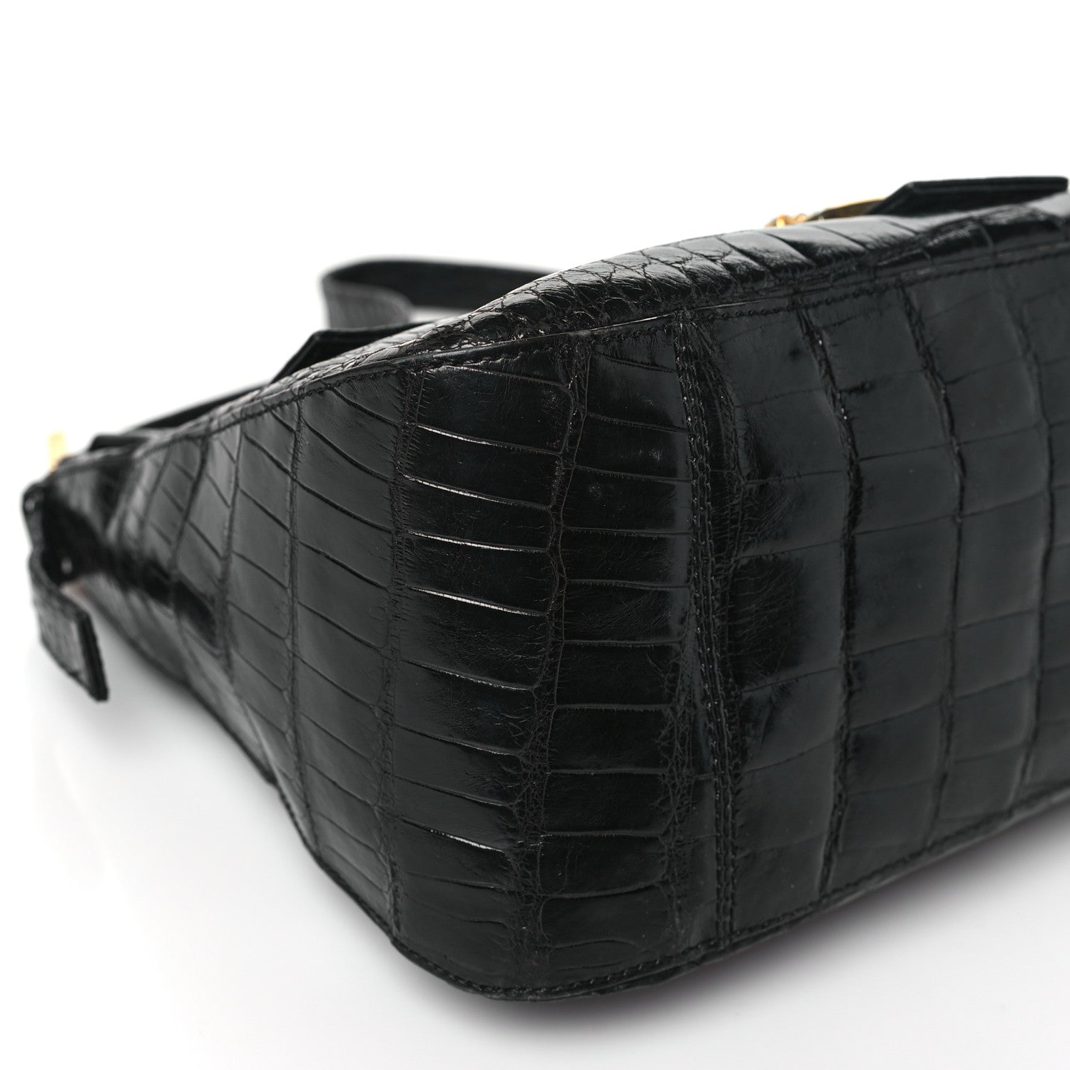 Fendi Crocodile Beaded Gecko Mama Baguette Black 9 of 11