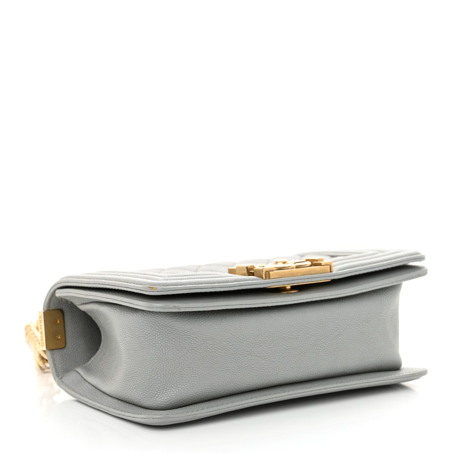 Caviar Quilted Small Boy Flap Light Grey