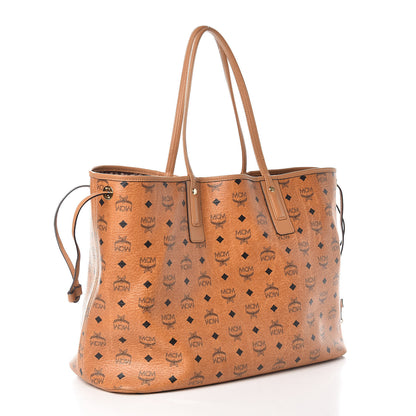 MCM Visetos Large Liz Reversible Shopper Tote Cognac 3 of 13