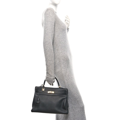 Hermes Evergrain Kelly Retourne 35 Black 2 of 10