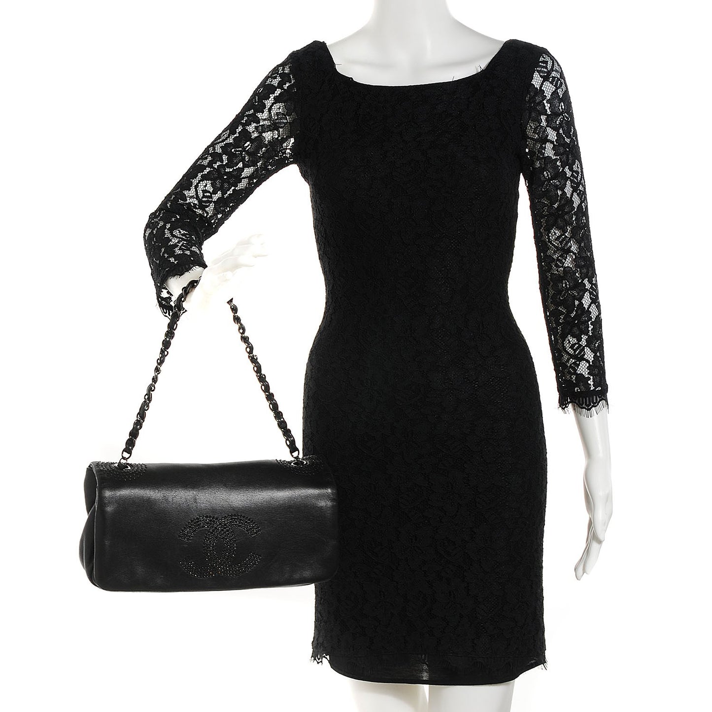 Lambskin Studded CC East West Flap Black