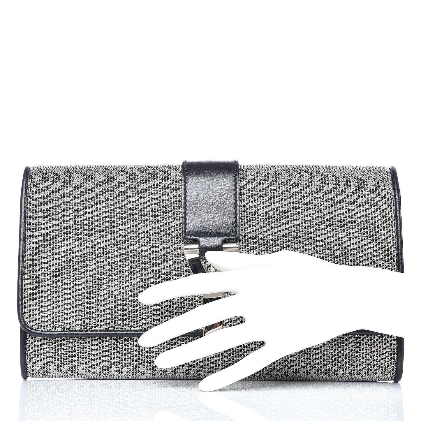 Metallic Mesh Calfskin Classic Y Ligne Clutch Silver Black