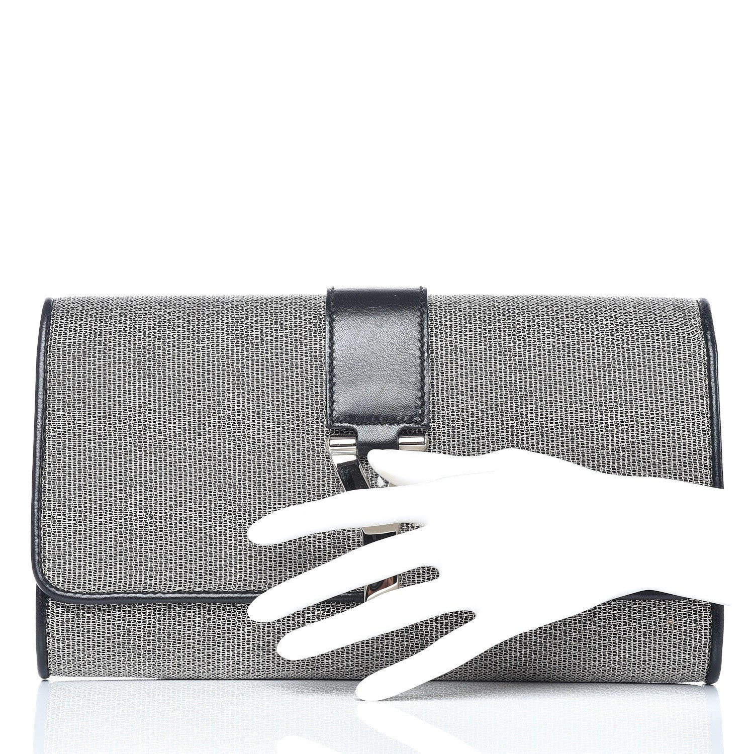 Saint Laurent Metallic Mesh Calfskin Classic Y Ligne Clutch Silver Black 2 of 12