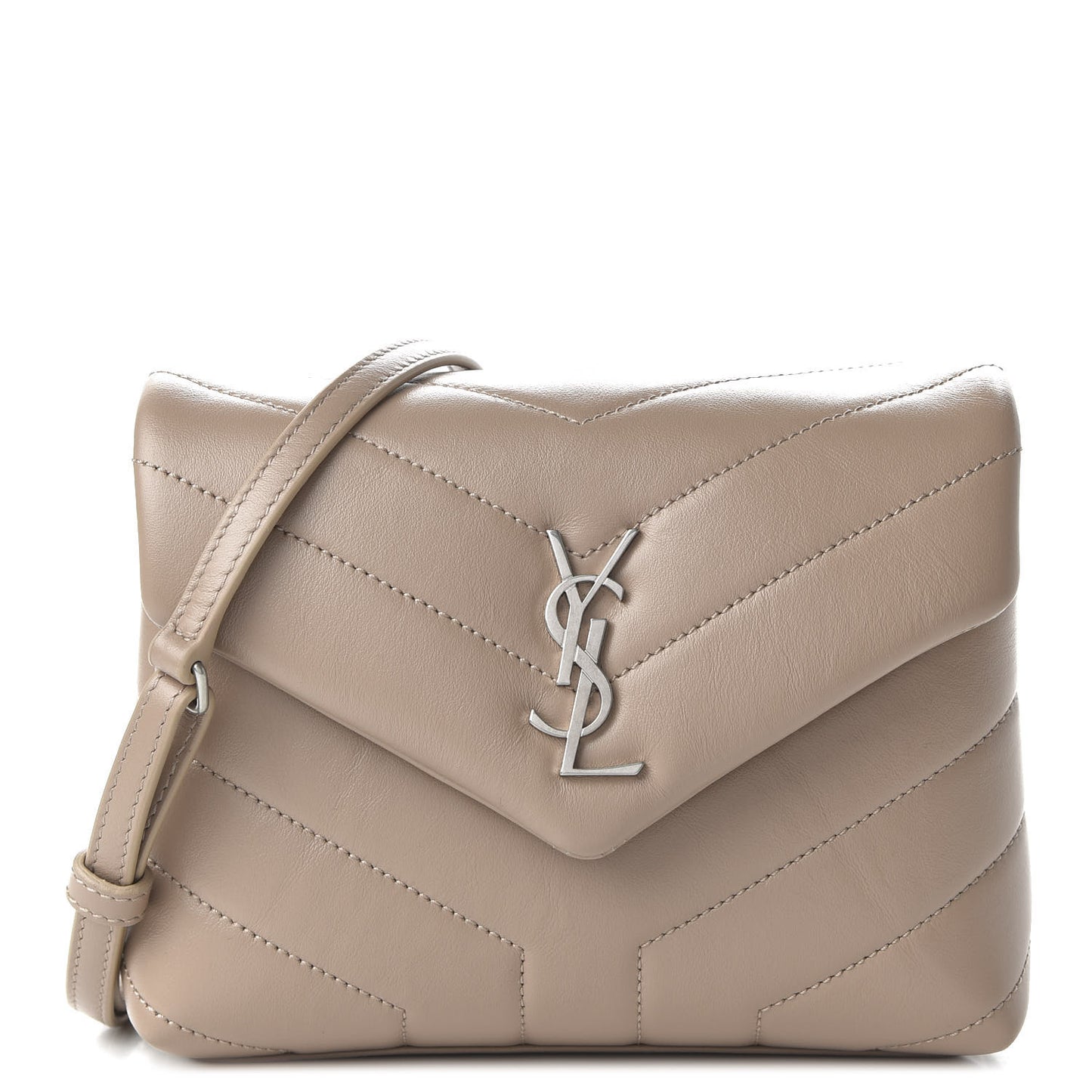 Calfskin Y Quilted Monogram Toy Loulou Crossbody Bag Dusty Grey
