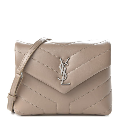 Saint Laurent Calfskin Y Quilted Monogram Toy Loulou Crossbody Bag Dusty Grey 1 of 10