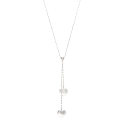 Tiffany Sterling Silver Double Heart Lariat Pendant Necklace 1 of 4