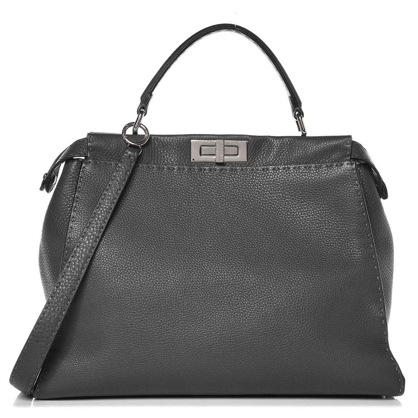 Cuoio Romano Selleria Bi-Color Large Peekaboo Iconic Satchel Asfalto Latte