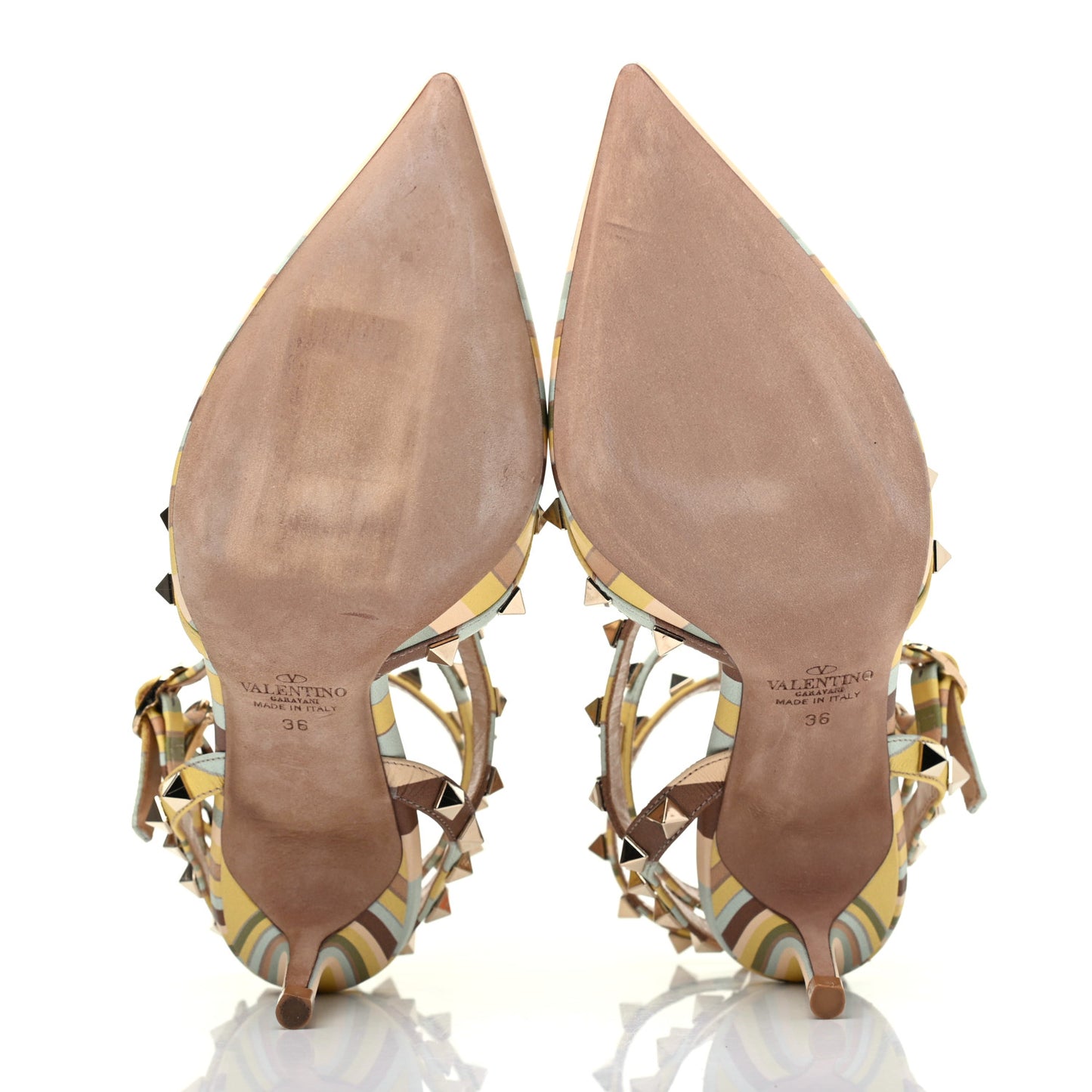 Nappa Native Couture 1975 Rockstud Ankle Strap Low Heel Pumps 36 Multicolor