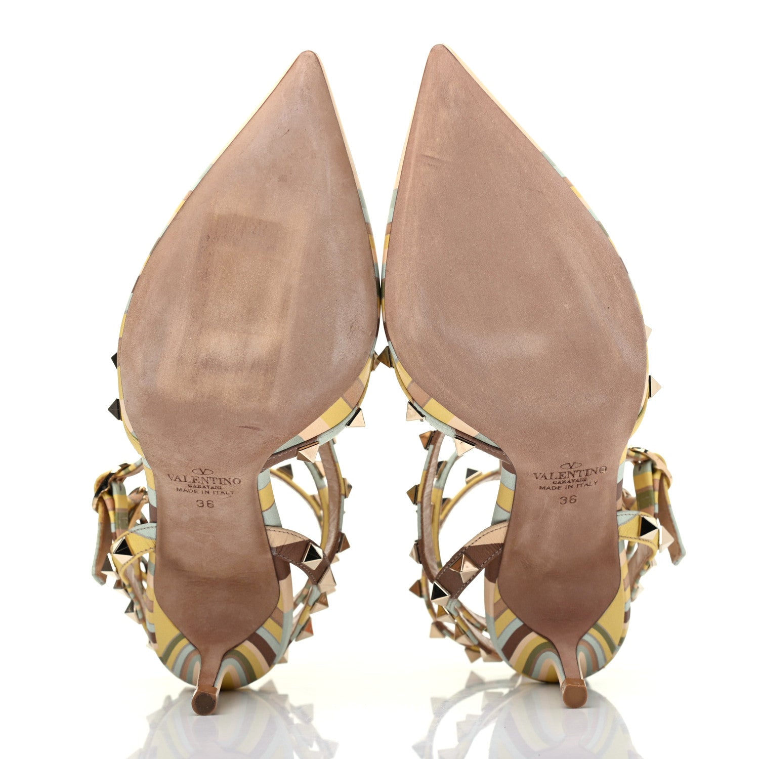 Valentino Garavani Nappa Native Couture 1975 Rockstud Ankle Strap Low Heel Pumps 36 Multicolor 5 of 13