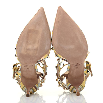 Valentino Garavani Nappa Native Couture 1975 Rockstud Ankle Strap Low Heel Pumps 36 Multicolor 5 of 13