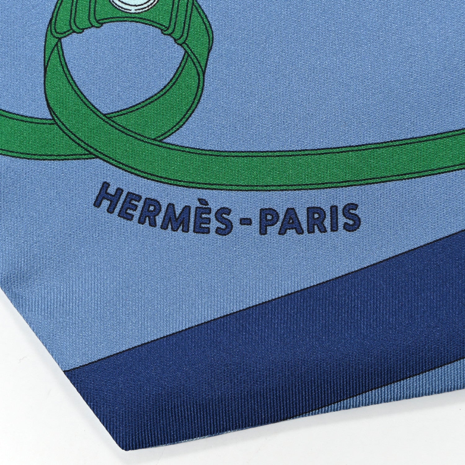 Hermes Silk Tout En Carre Chevron Maxi Twilly Blue Jean Vert Ciel 2 of 4