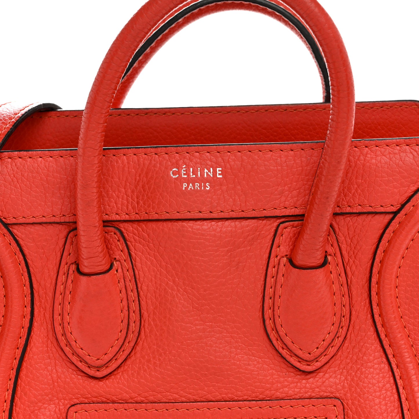 Drummed Calfskin Nano Luggage Vermillion