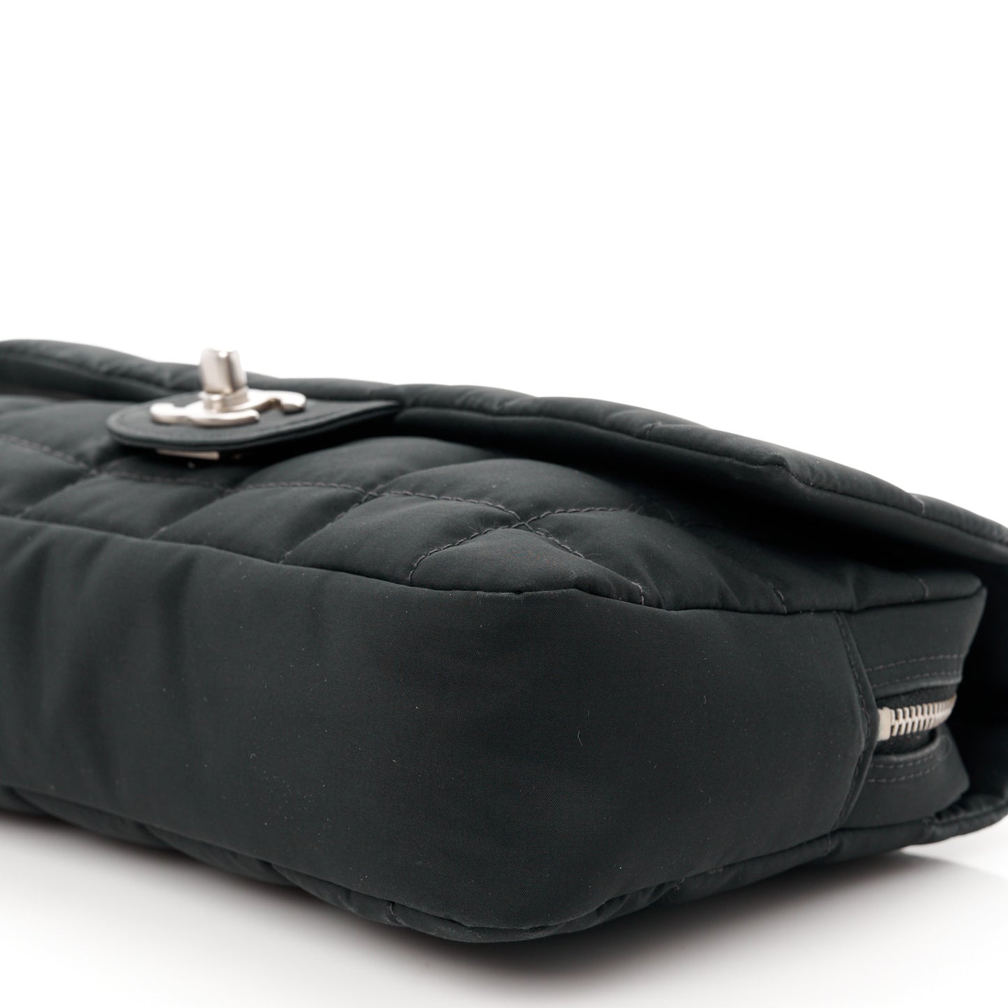Nylon Square Quilted Flap Black