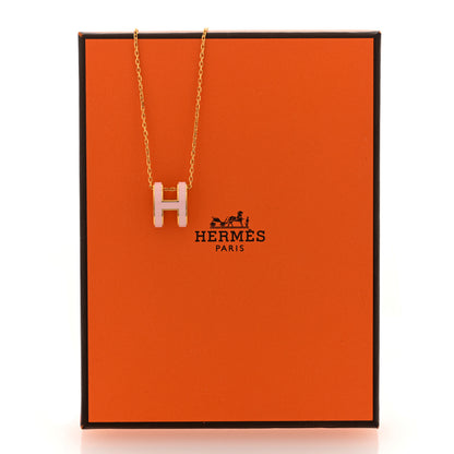 Hermes Lacquered Gold Pop H Pendant Necklace Rose Dragee 6 of 6