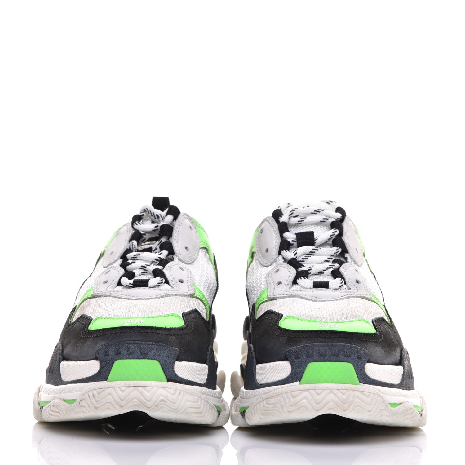 Balenciaga Fabric Mesh Womens Triple S Sneakers 39 White Green Fluo Black 2 of 10