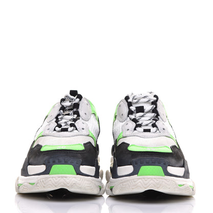 Balenciaga Fabric Mesh Womens Triple S Sneakers 39 White Green Fluo Black 2 of 10