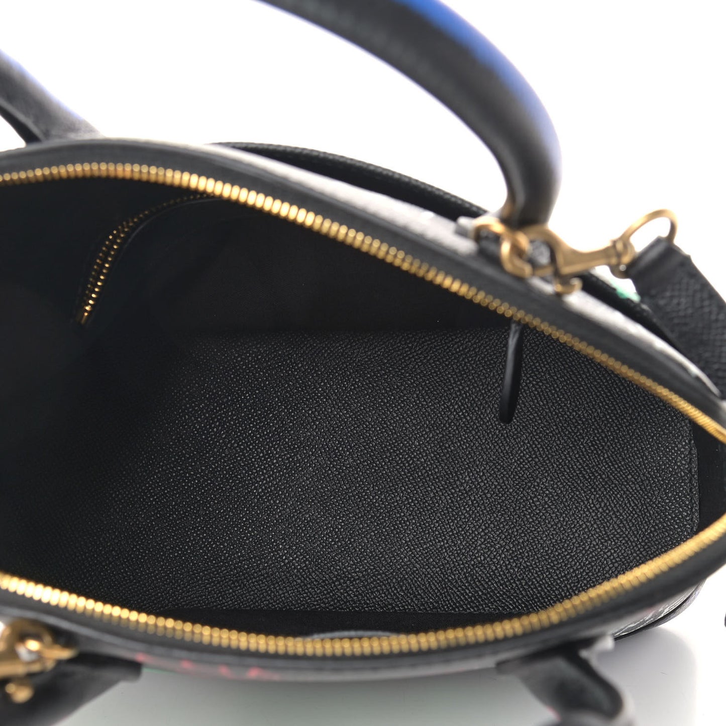 Signature Grained Calfskin Graffiti S Ville Top Handle Bag Black Multicolor