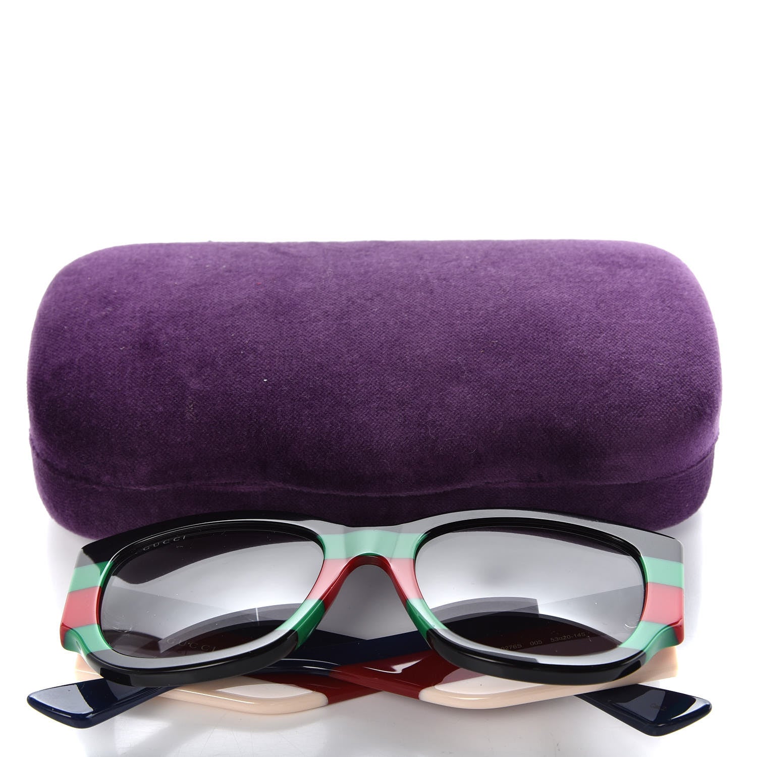 Gucci Acetate Web Oversized Frame Rectangle Sunglasses GG0276S Black Multicolor 8 of 8