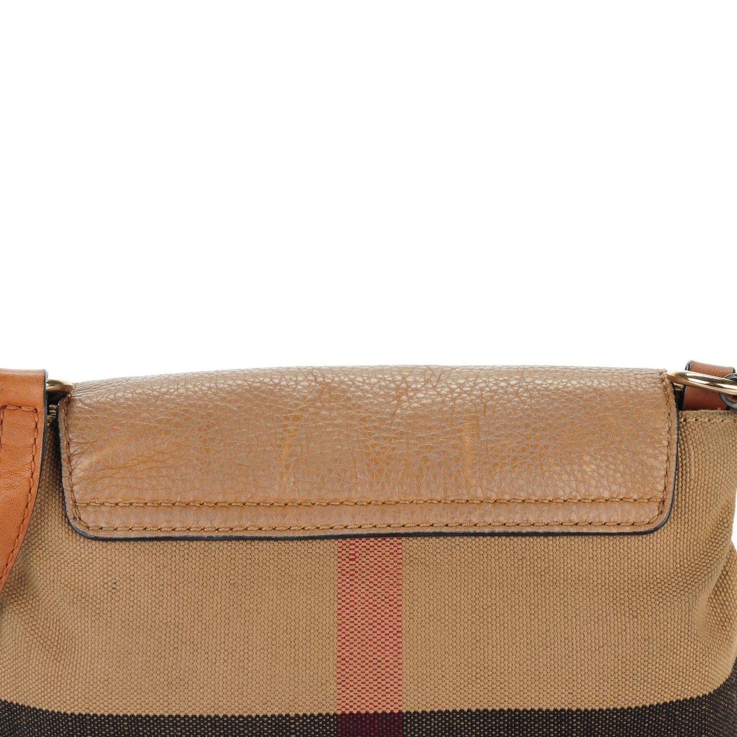 Mega Check Grainy Calfskin Small Gowan Messenger Bag Saddle Brown