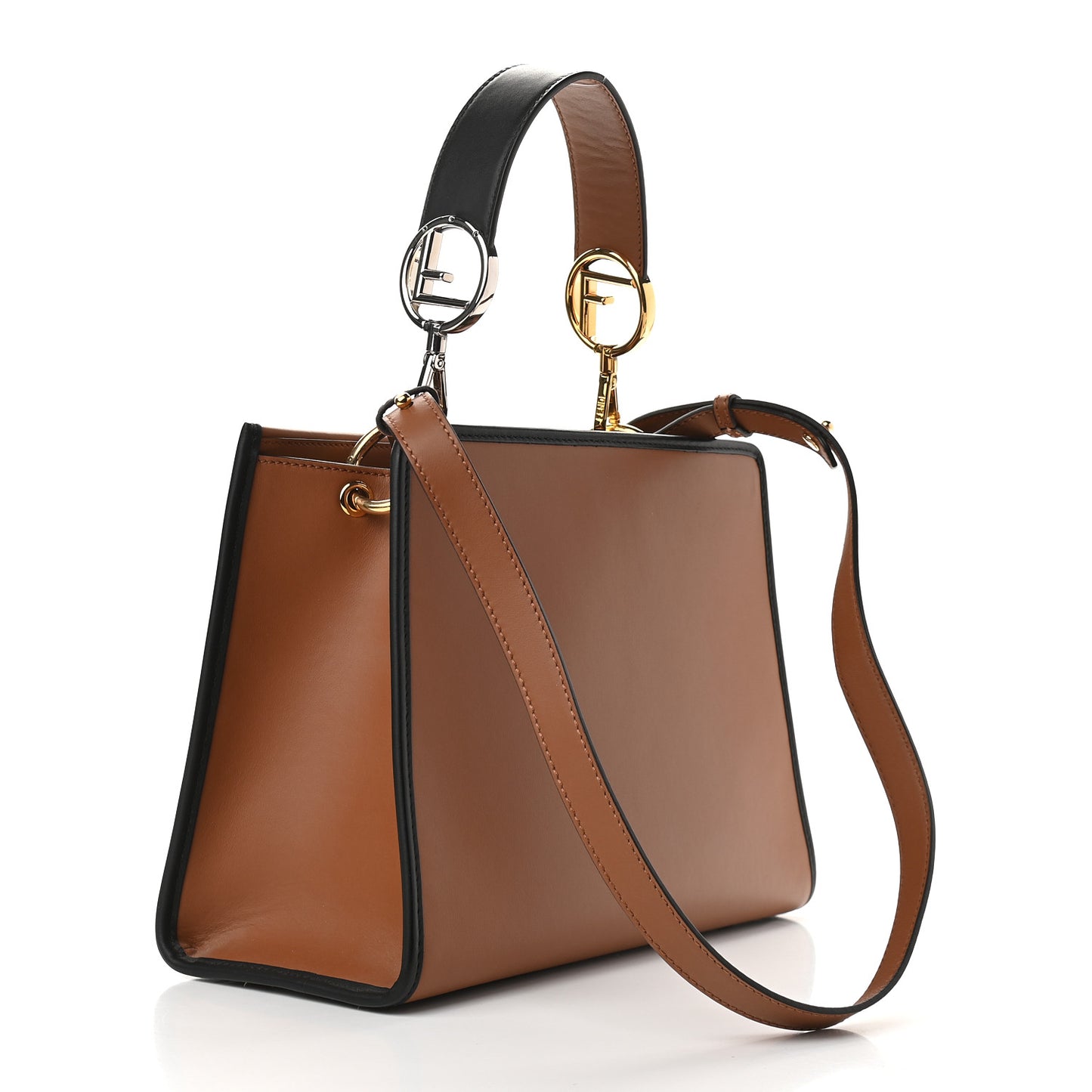 Vitello Century Opaco F is Fendi Bi-Color Small Runaway Satchel Corteccia Black