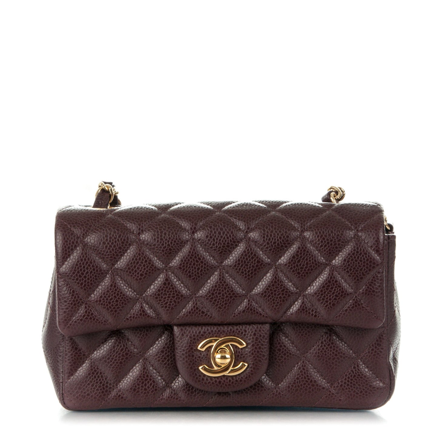 Caviar Quilted Mini Rectangular Flap Burgundy
