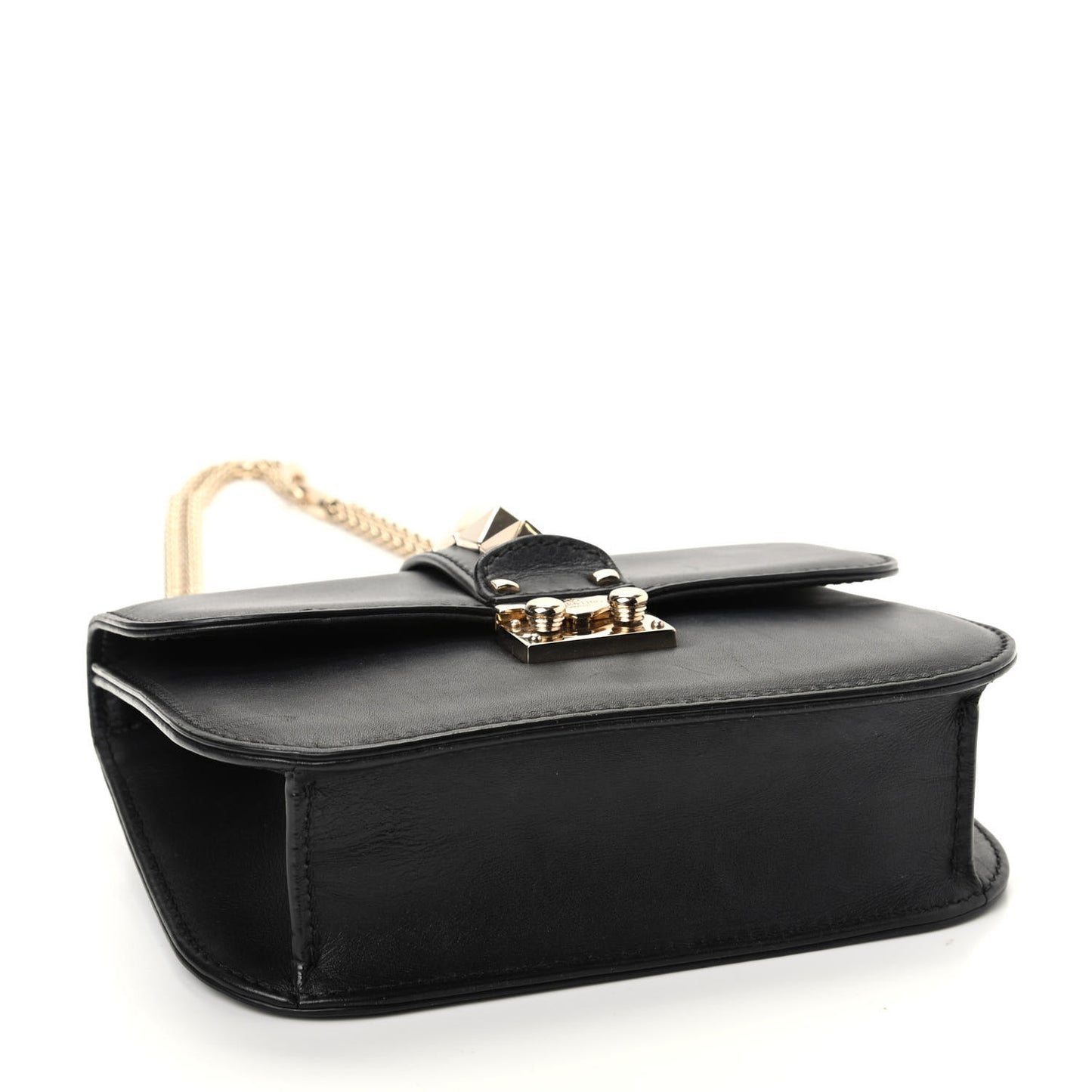 Vitello Small Glam Lock Rockstud Flap Black