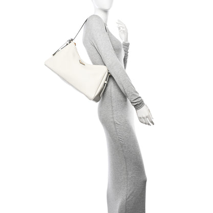 Prada Soft Calfskin Large Aimée Shoulder Bag White 2 of 11