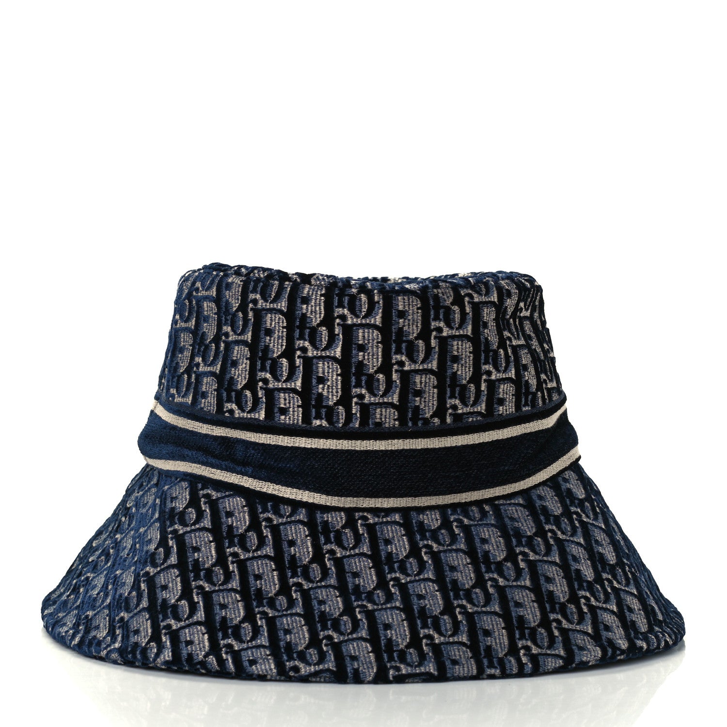 Christian Dior Velvet Oblique Large Brim Bucket Hat 57 Bleu Marine 5 of 9