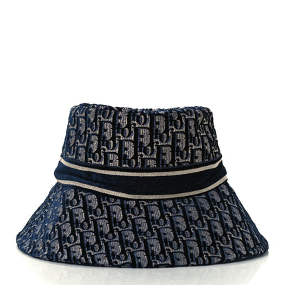 Christian Dior Velvet Oblique Large Brim Bucket Hat 57 Bleu Marine 5 of 9