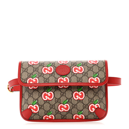 Gucci GG Supreme Monogram Apple Interlocking G Belt Bag Beige Multicolor Lobster Red 1 of 11