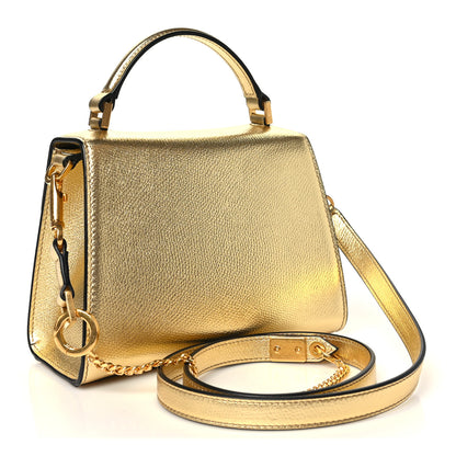 Valentino Garavani Metallic Calfskin Crystal VSling Top Handle Bag Gold 3 of 9