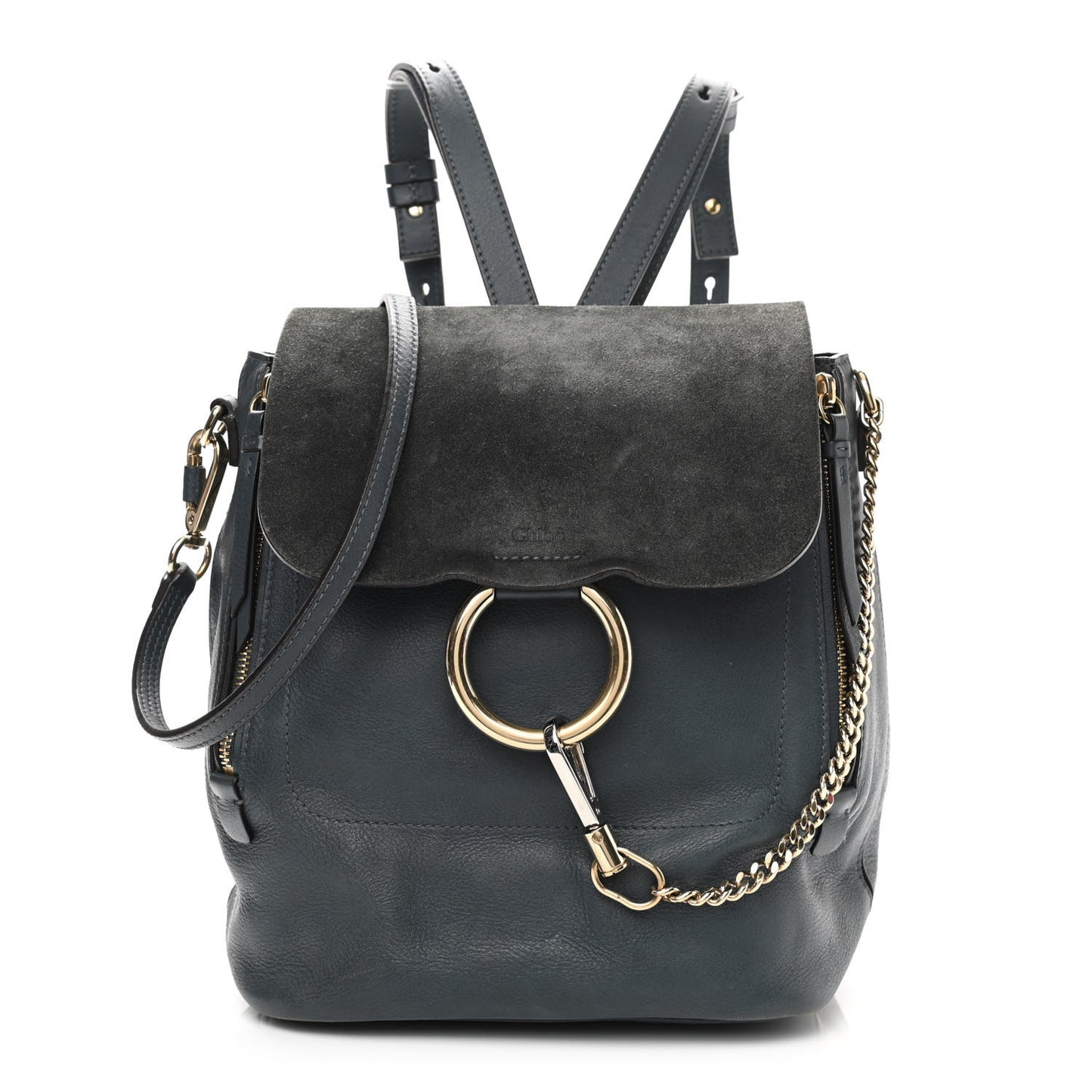 Suede Calfskin Medium Faye Backpack Silver Blue