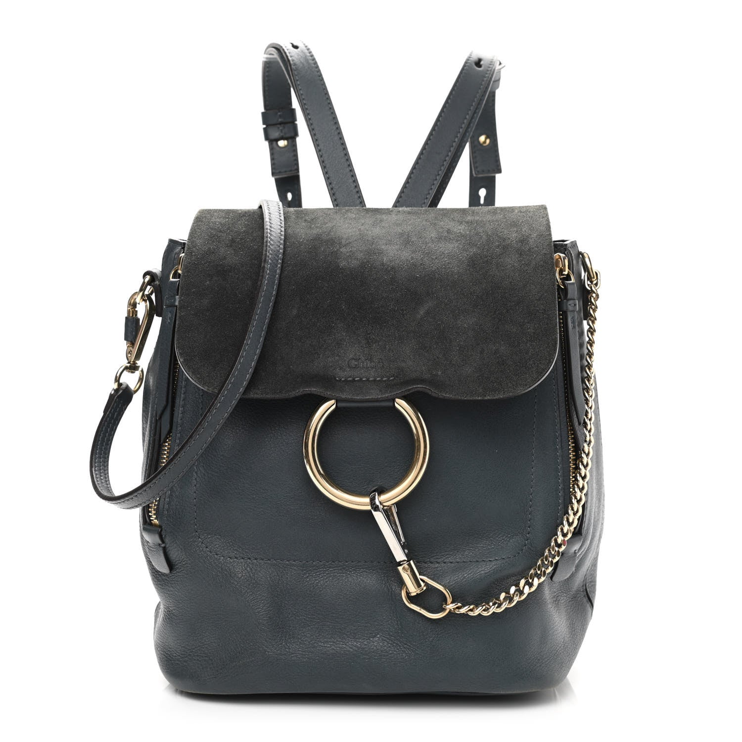 Chloe Suede Calfskin Medium Faye Backpack Silver Blue 1 of 13