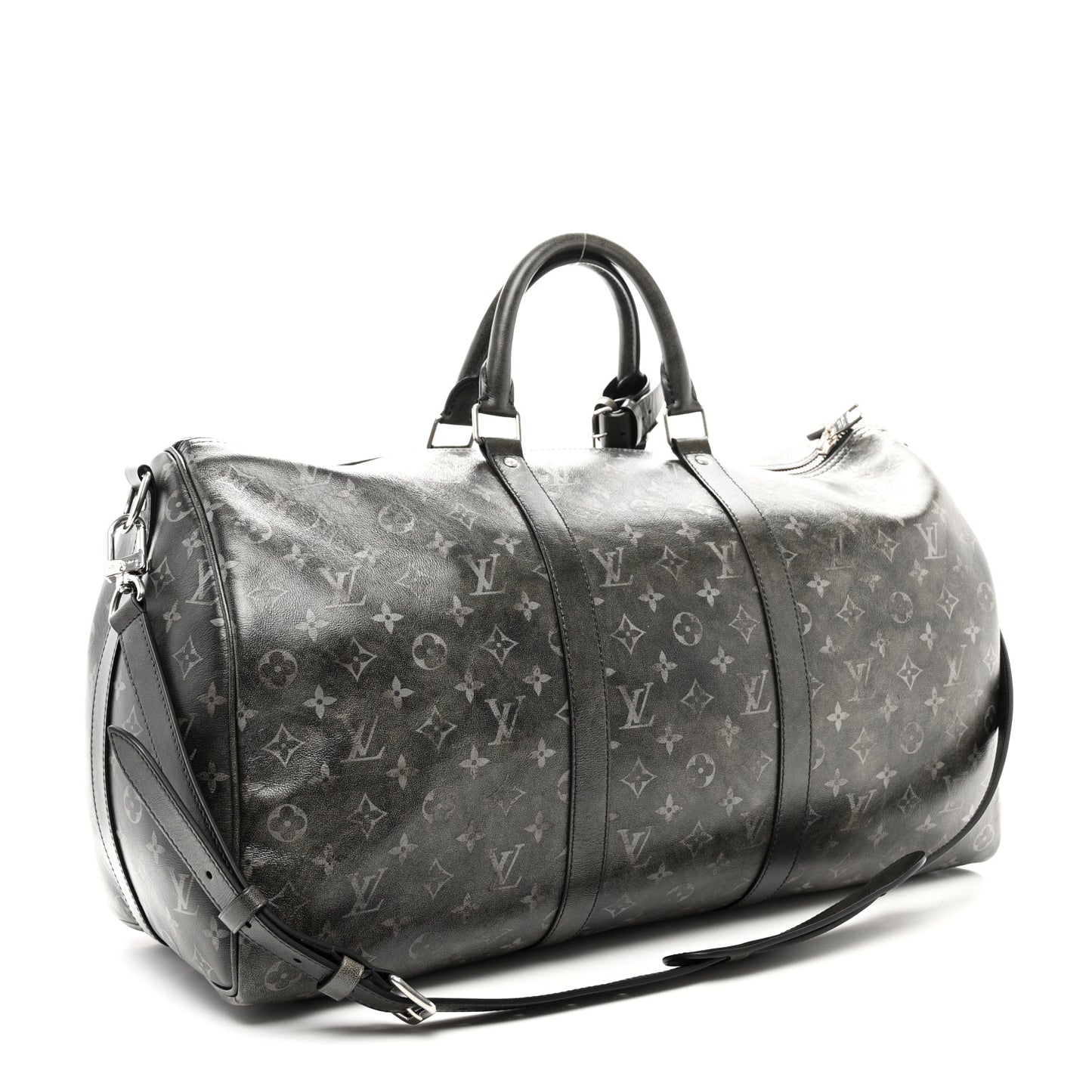 Brushed Monogram Keepall Bandouliere 50 Black