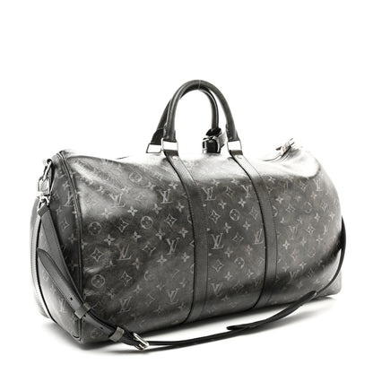 Louis Vuitton Brushed Monogram Keepall Bandouliere 50 Black 2 of 8