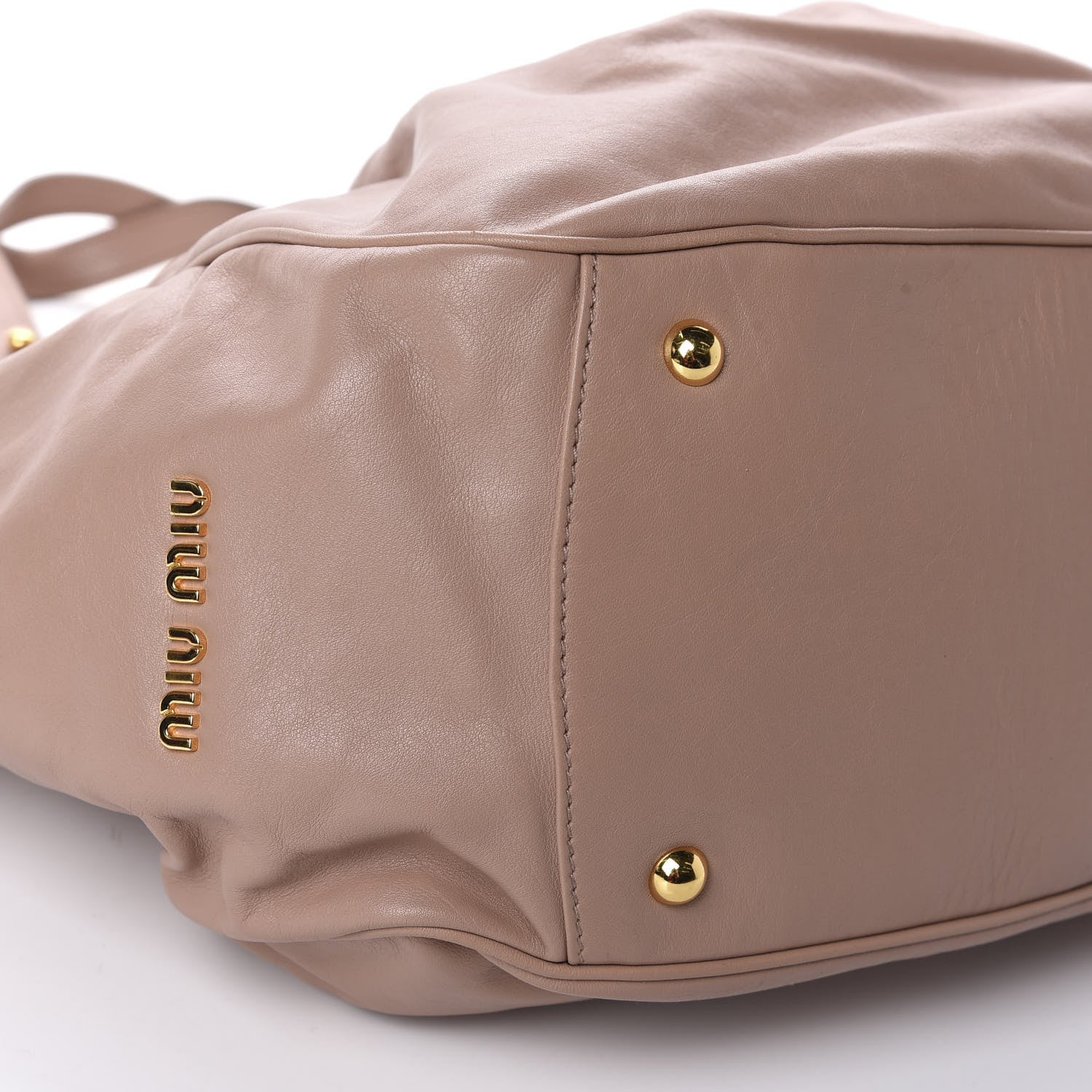 Miu Miu Vitello Lux Gathered Tote Cammeo 6 of 11