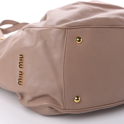Miu Miu Vitello Lux Gathered Tote Cammeo 6 of 11