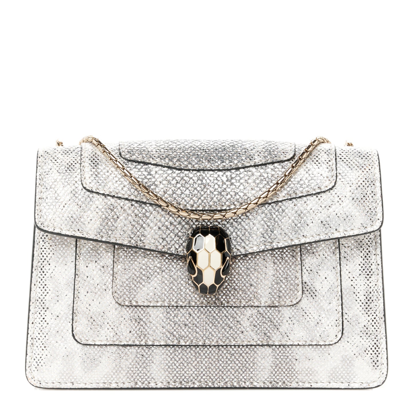 Metallic Karung Serpenti Forever Crossbody White Agate