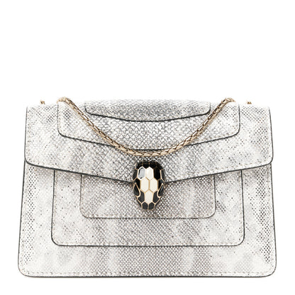 Bulgari Metallic Karung Serpenti Forever Crossbody White Agate 1 of 11