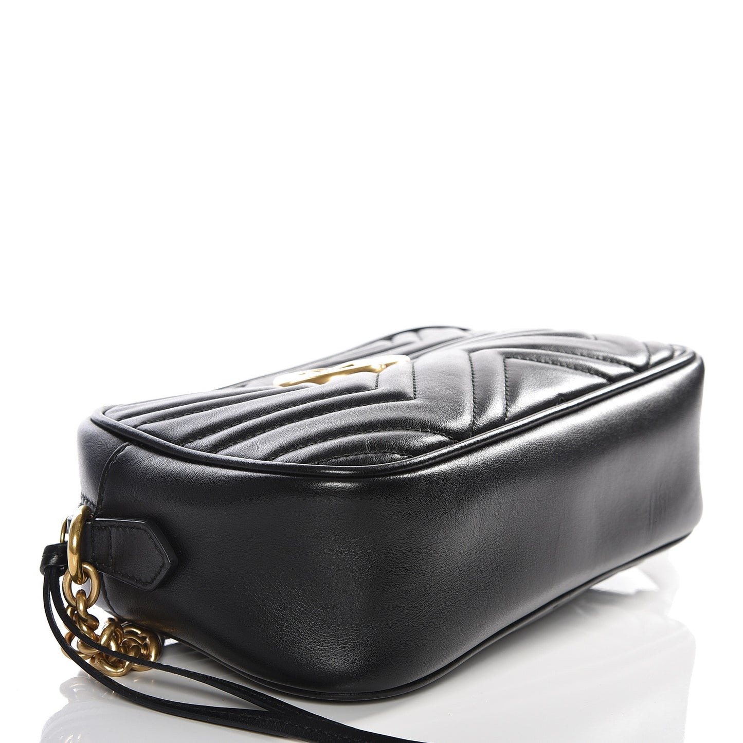 Calfskin Matelasse Small GG Marmont Chain Shoulder Bag Black