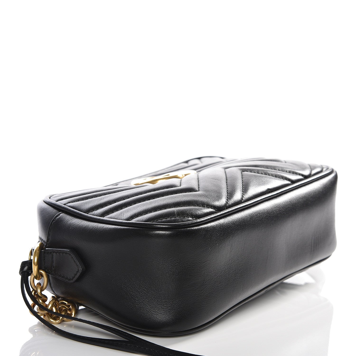 Gucci Calfskin Matelasse Small GG Marmont Chain Shoulder Bag Black 3 of 9