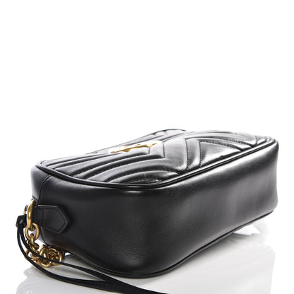 Gucci Calfskin Matelasse Small GG Marmont Chain Shoulder Bag Black 3 of 9