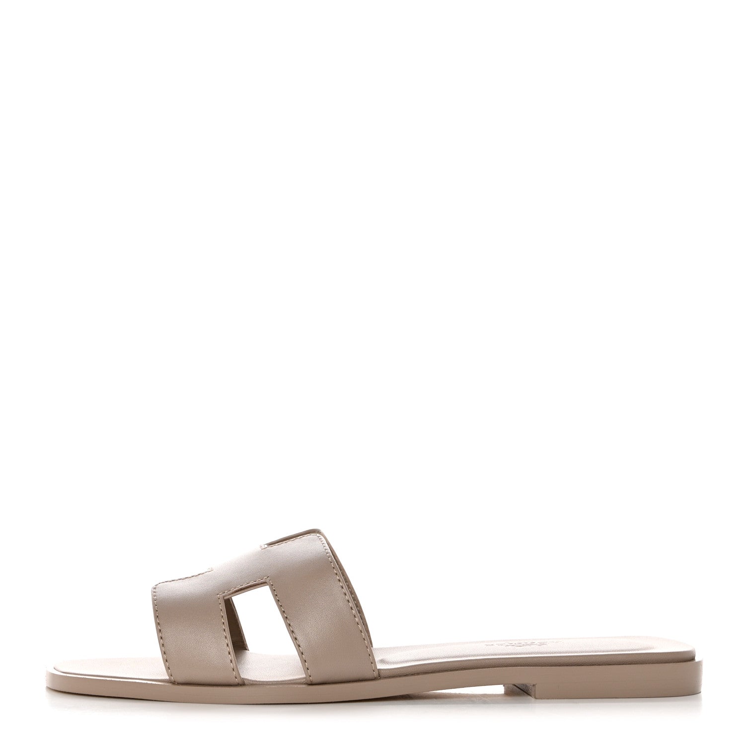 Hermes Box Calfskin Oran Sandals 37.5 Beige Mastic 1 of 10