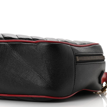 Gucci Vintage Effect Calfskin Matelasse Diagonal Small Torchon GG Marmont Bamboo Top Handle Shoulder Bag Black Romantic Cherry 10 of 10