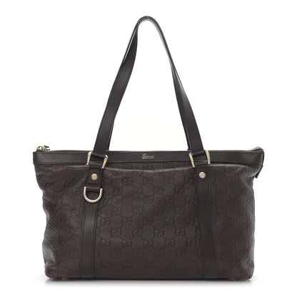 Gucci Guccissima Medium Abbey Tote Dark Brown 1 of 11