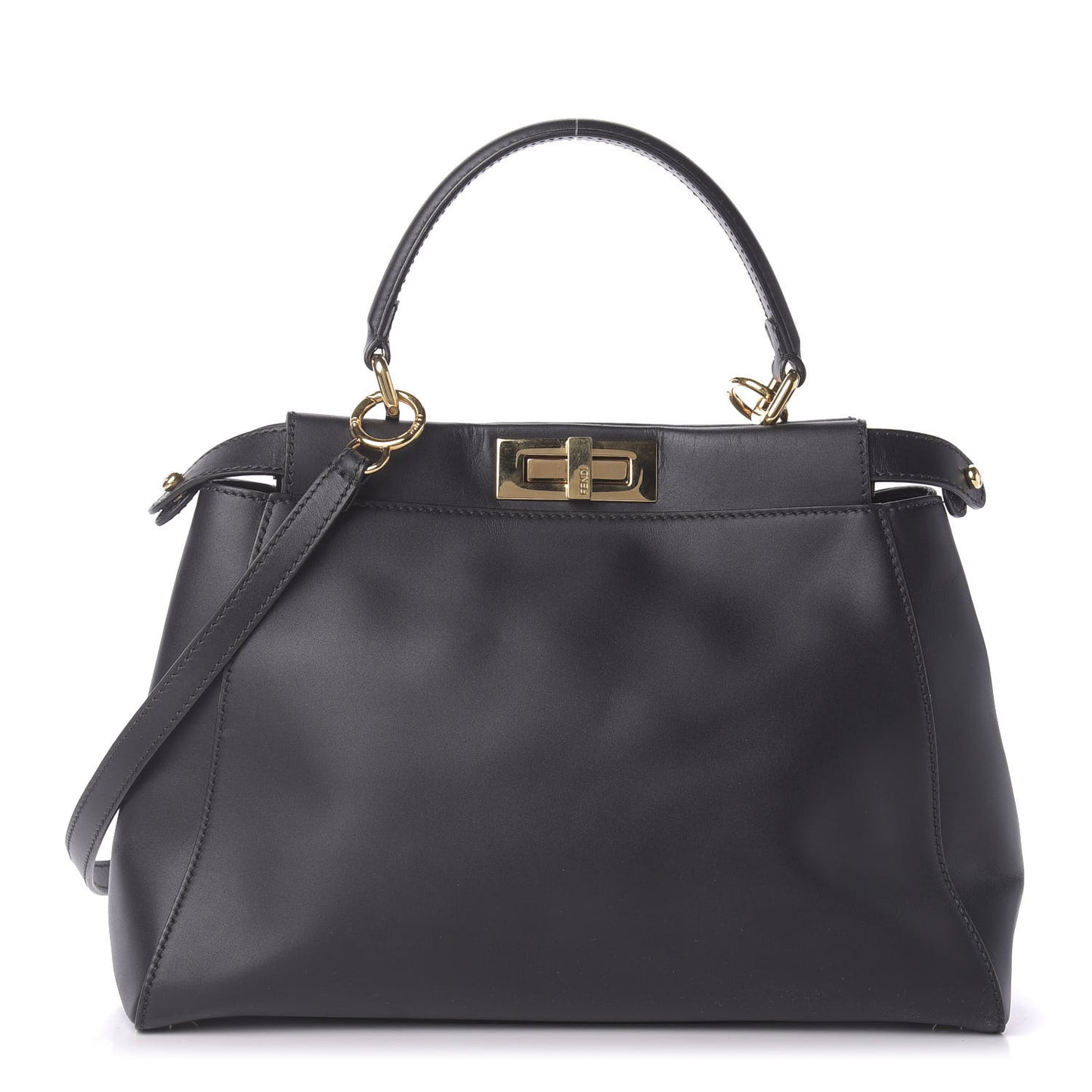 Vitello Morgan Shiny Nappa Medium Peekaboo Iconic Satchel Black