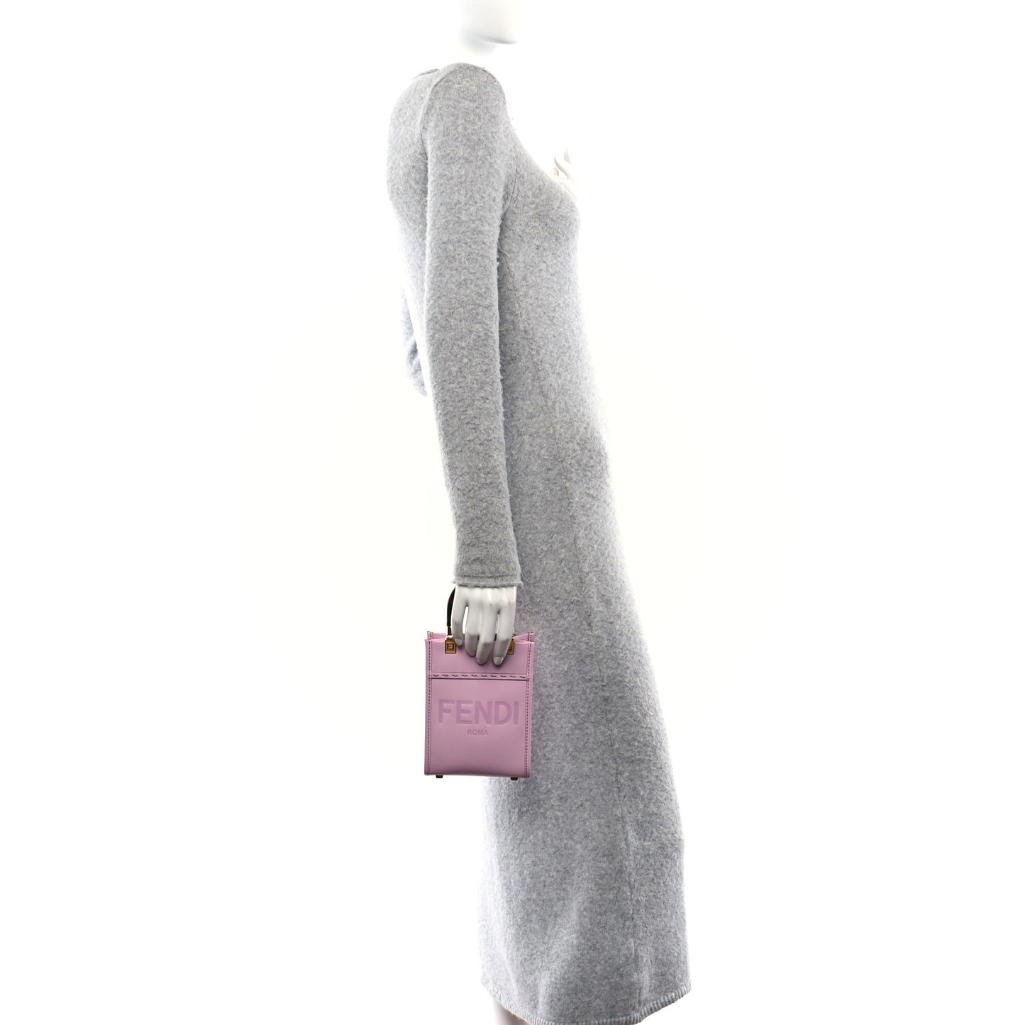 Vitello King Plexiglass Logo Embossed Mini Fendi Sunshine Shopper Tote Lavanda