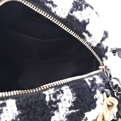 Chanel Wool Tweed Lambskin Quilted Chanel 19 Round Clutch With Chain and Coin Purse Black White 4 of 4