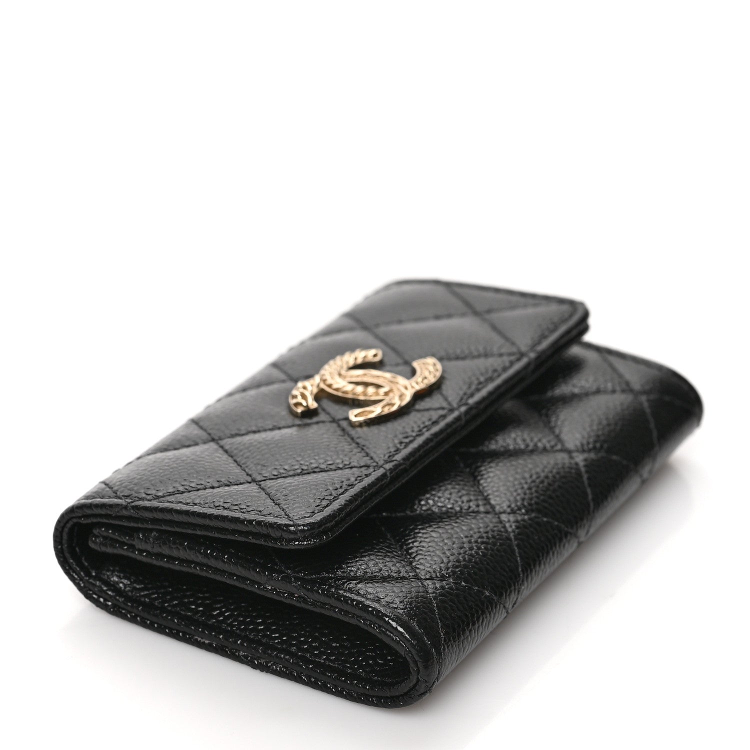 Chanel Caviar Quilted Chain CC Flap Card Holder Black 4 of 8