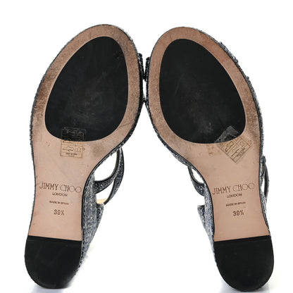 Jimmy Choo Tweed Alanah 105 Wedge Sandals 39.5 Blue 13 of 18